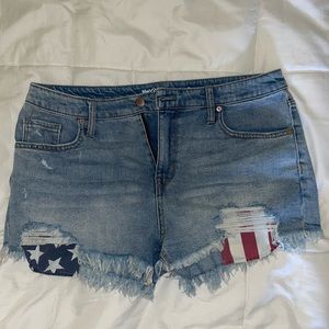 Patriotic American Flag High Rise Shorts Size 14